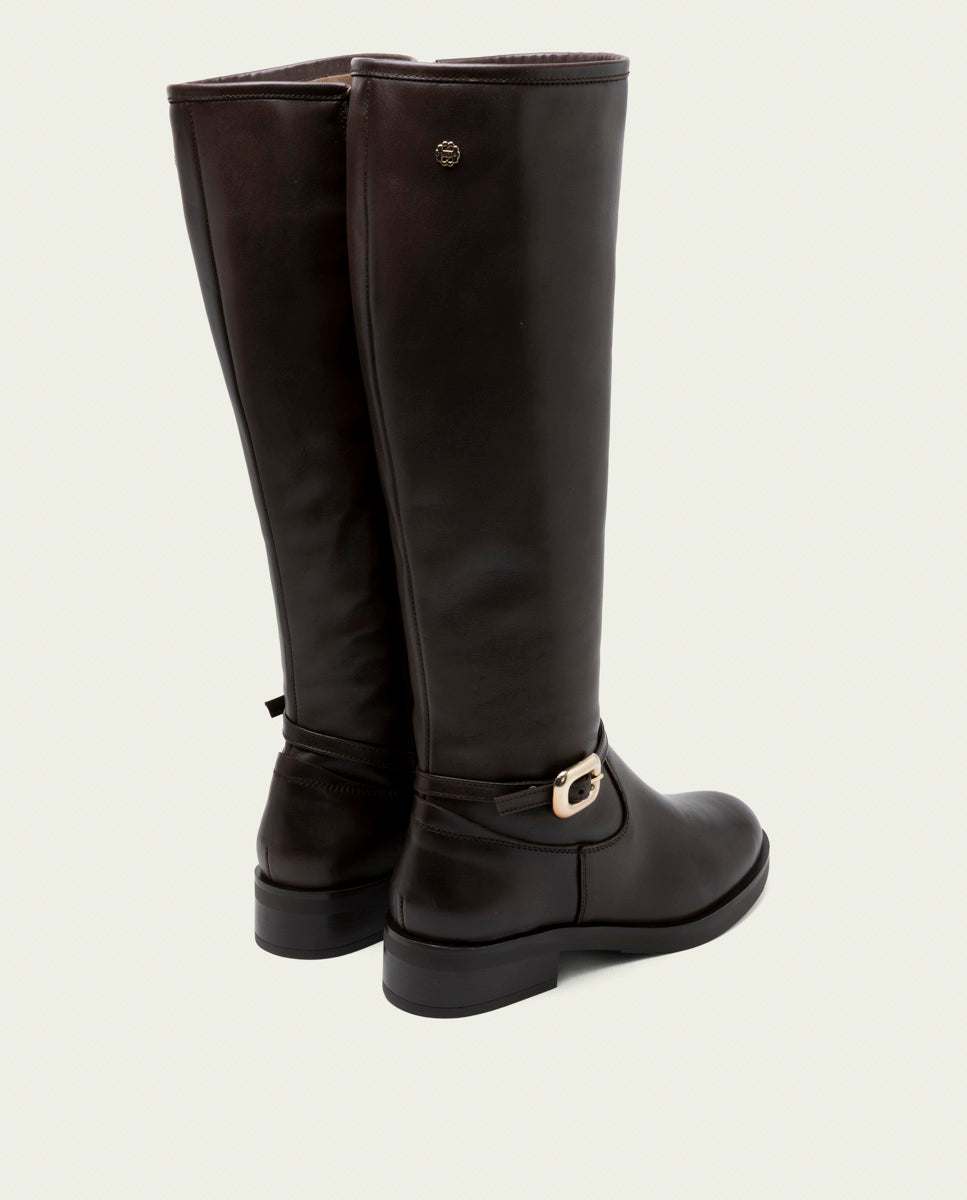 Moka leather knee-high boots with zipper Jara