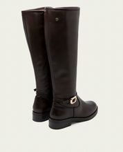 Moka leather knee-high boots with zipper Jara