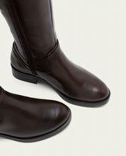 Moka leather knee-high boots with zipper Jara