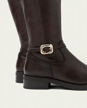 Moka leather knee-high boots with zipper Jara