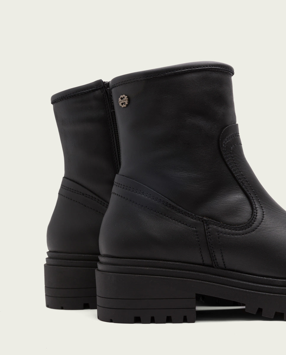 Black leather ankle boots with zipper Kiara