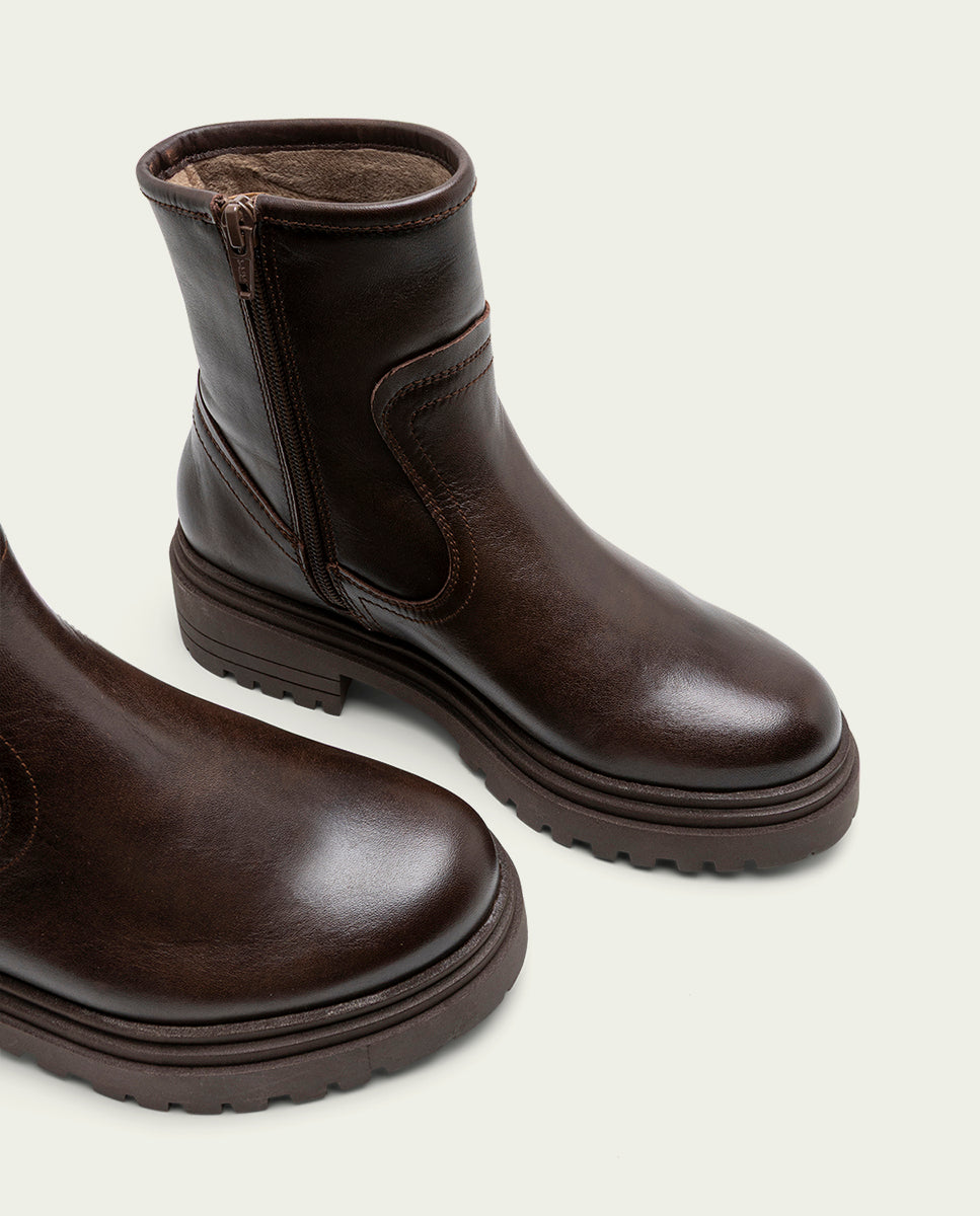 BOTTINES EN CUIR NOIR AVEC FERMETURE ÉCLAIR CLARA
