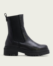 Black leather ankle boots with elastic panels Katia