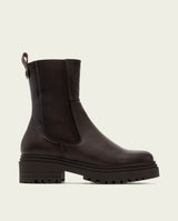 Moka leather ankle boots with elastic panels Katia
