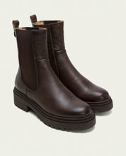 Moka leather ankle boots with elastic panels Katia