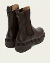 Moka leather ankle boots with elastic panels Katia