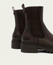 Moka leather ankle boots with elastic panels Katia