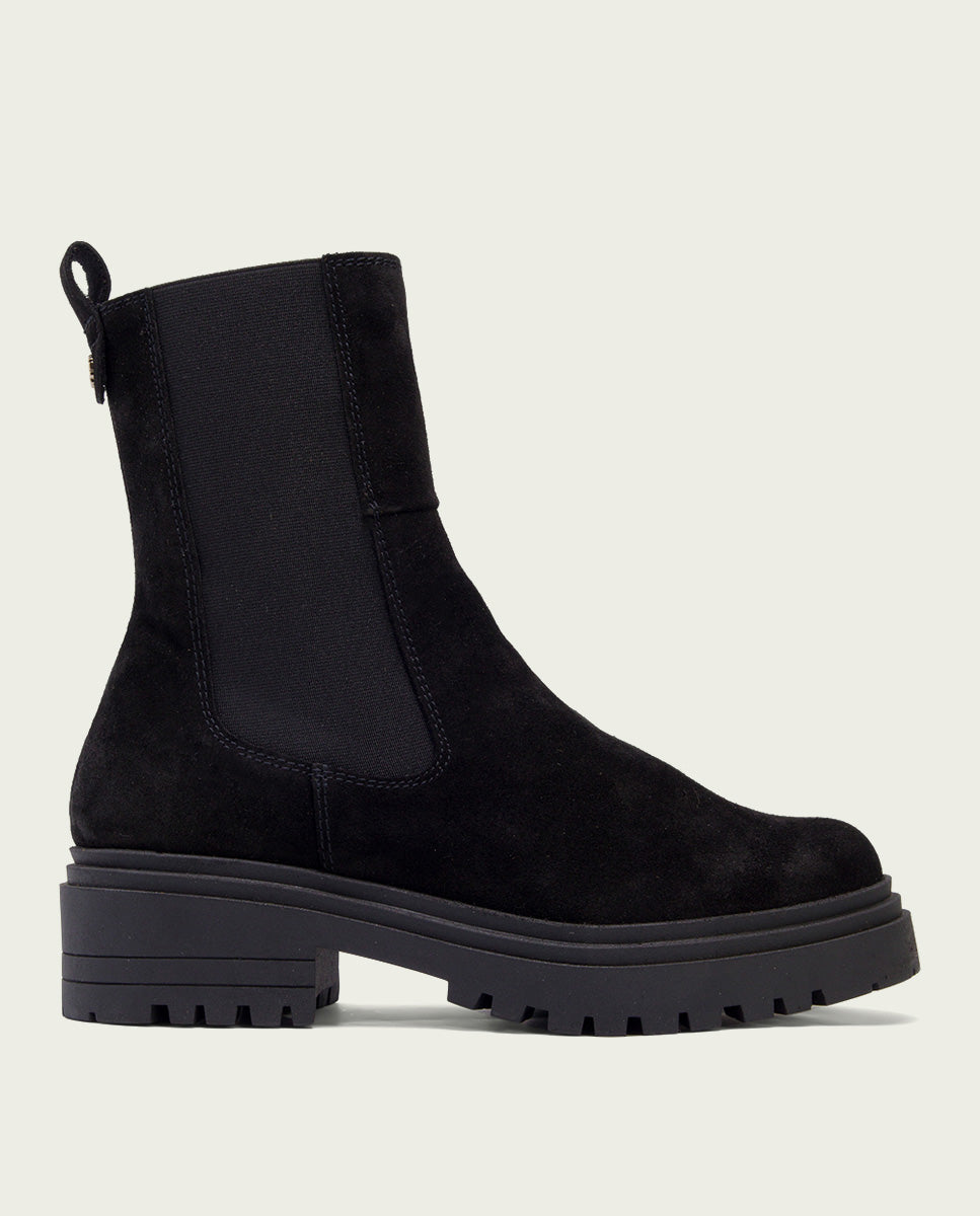 Black suede ankle boots with elastic panels Kira