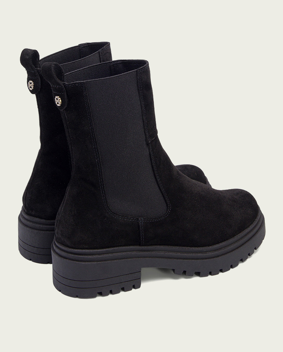 Black suede ankle boots with elastic panels Kira