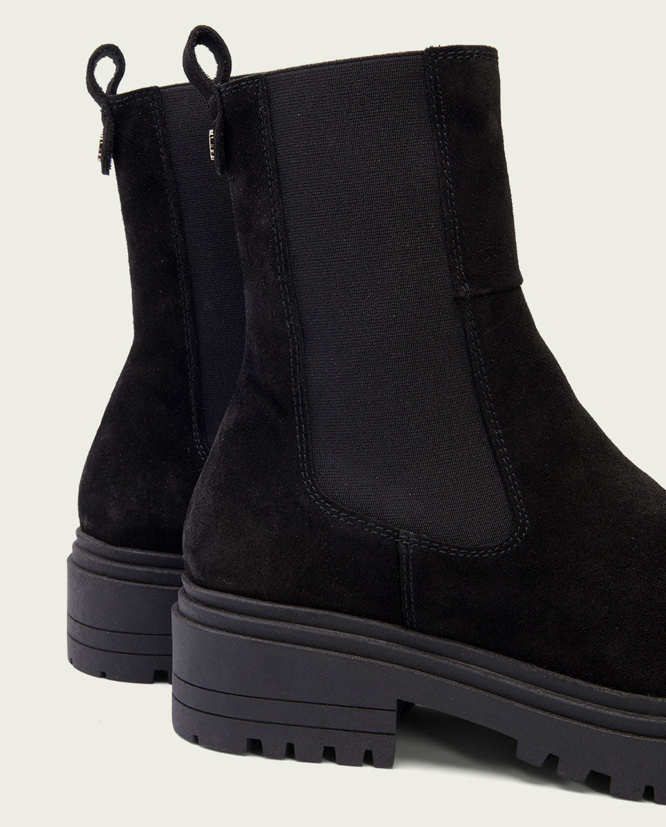 Black suede ankle boots with elastic panels Kira