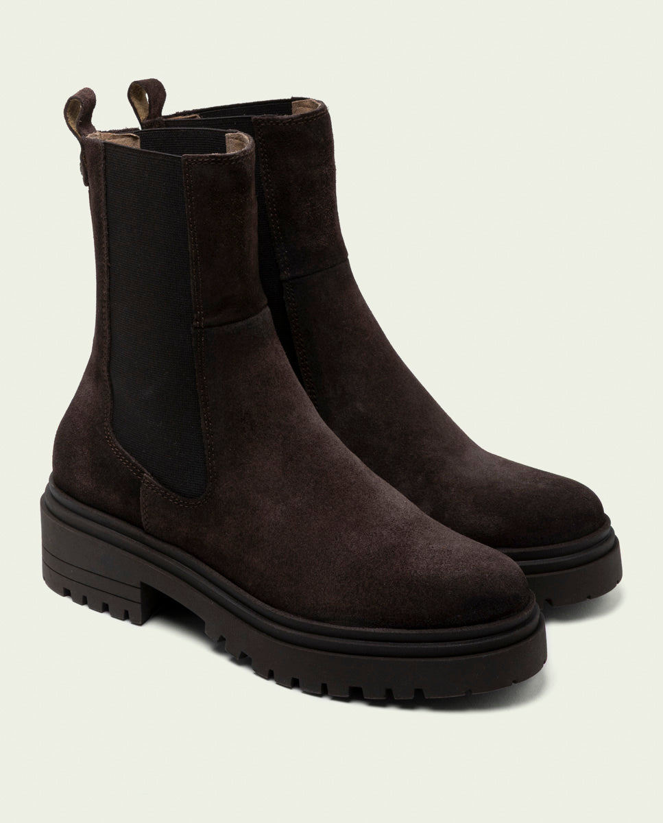 Moka suede ankle boots with elastic panels Kira