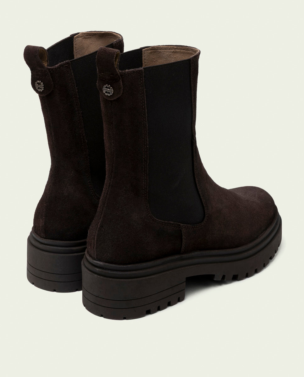 Moka suede ankle boots with elastic panels Kira