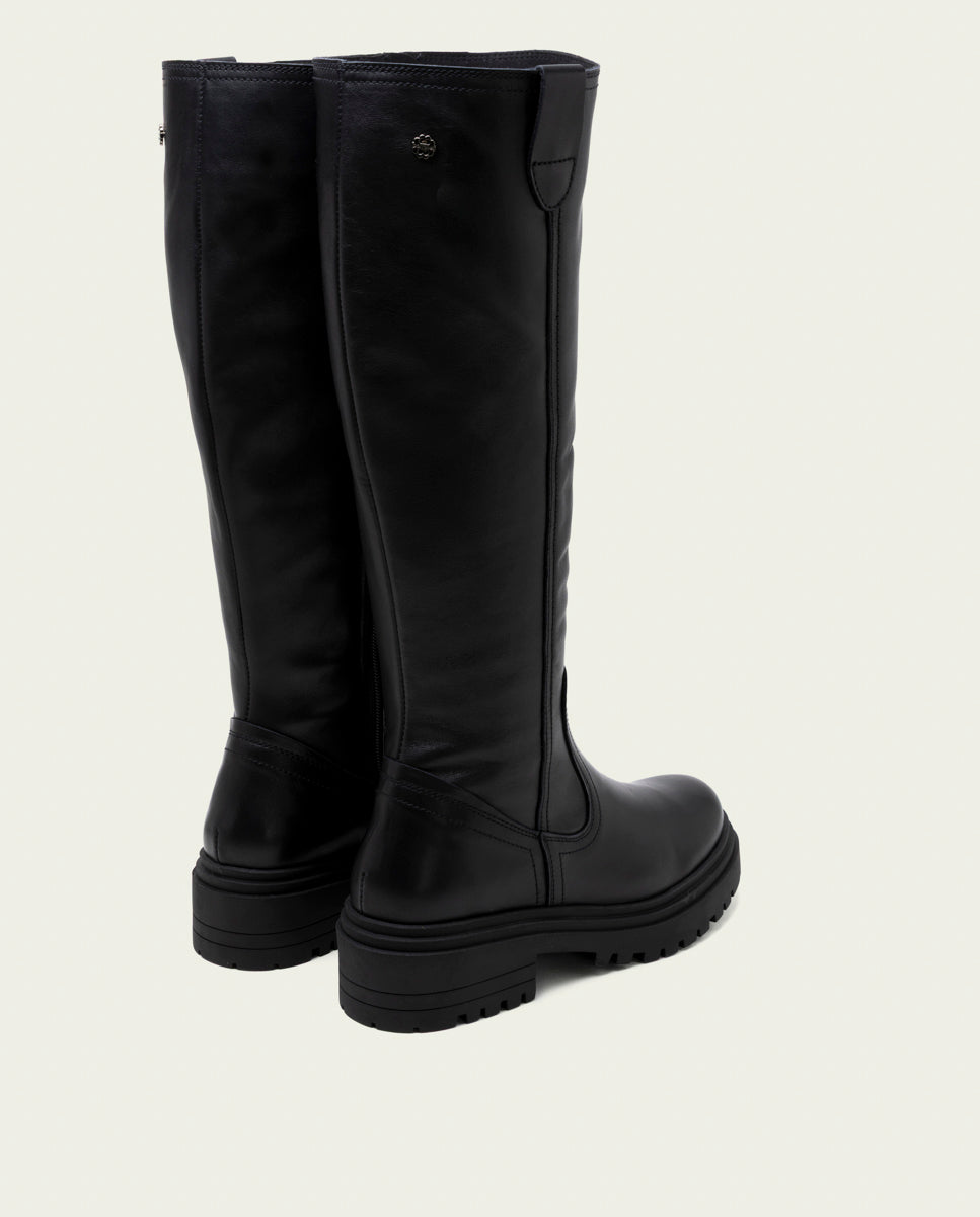 Black leather ankle boots with zipper Kim
