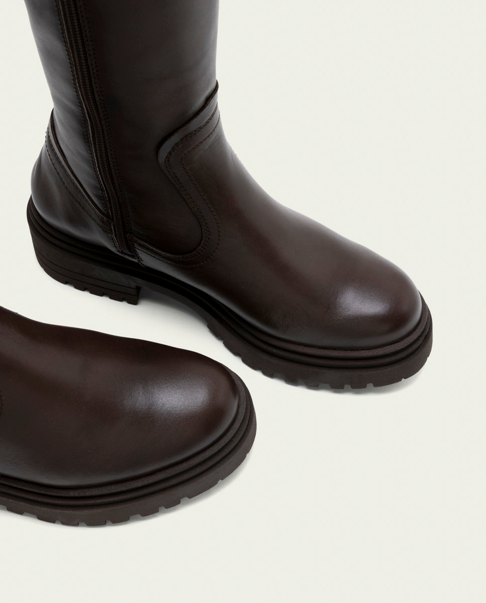 Moka leather ankle boots with zipper Kim