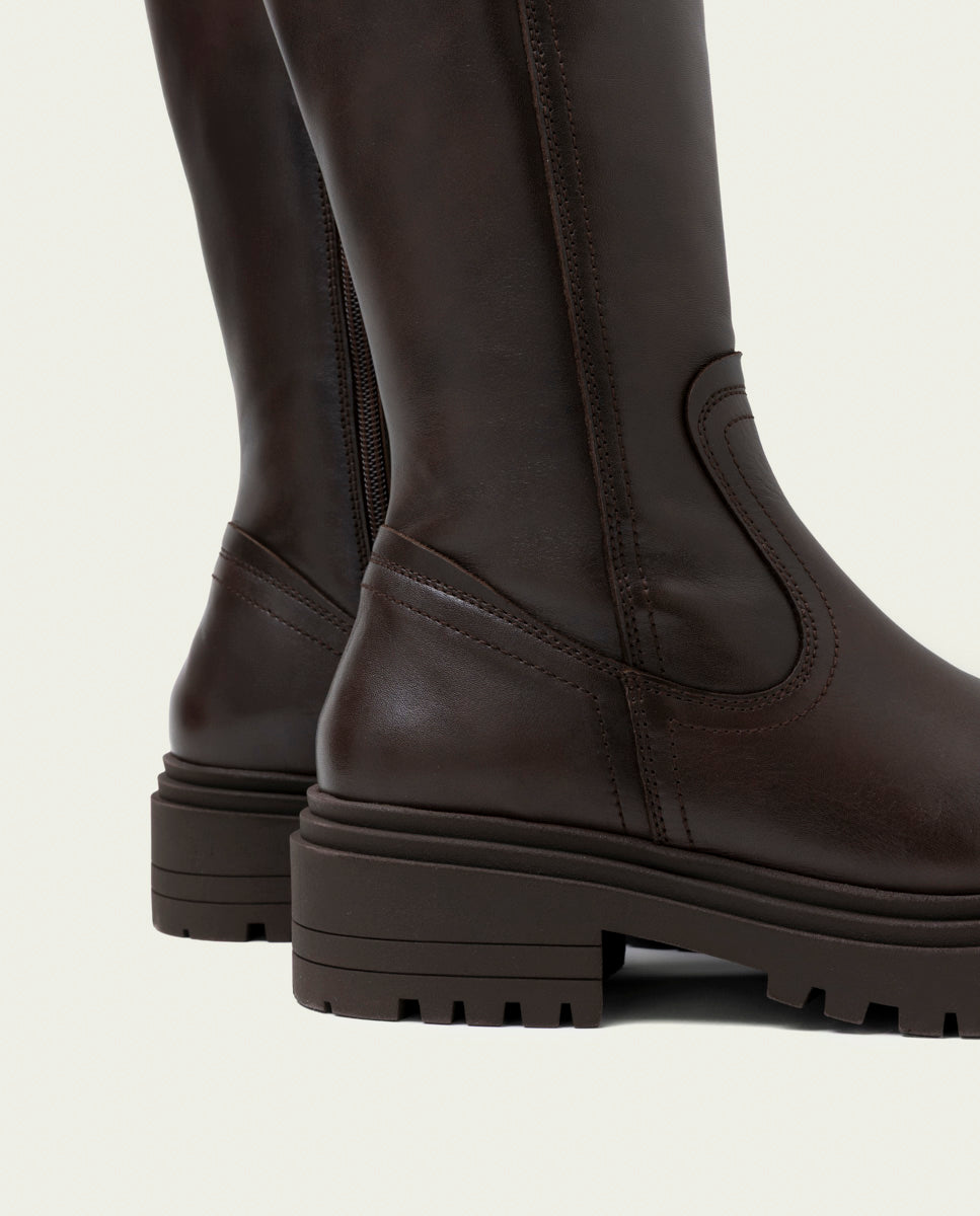 Moka leather ankle boots with zipper Kim