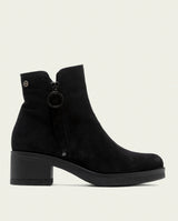BLACK LUNA LEATHER ANKLE BOOTS WITH ZIPPER
