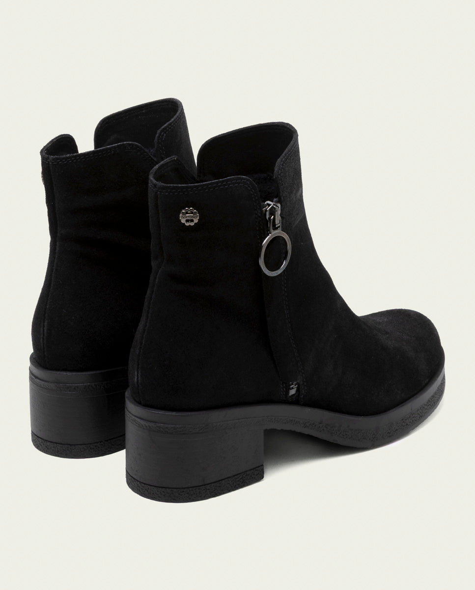 BLACK LUNA LEATHER ANKLE BOOTS WITH ZIPPER