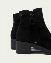 BLACK LUNA LEATHER ANKLE BOOTS WITH ZIPPER