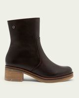 MOCHA LOLA LEATHER ANKLE BOOTS WITH ZIPPER