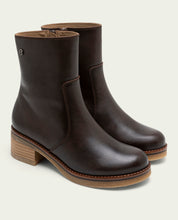 MOCHA LOLA LEATHER ANKLE BOOTS WITH ZIPPER