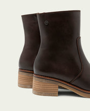 MOCHA LOLA LEATHER ANKLE BOOTS WITH ZIPPER