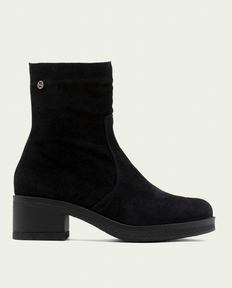 BLACK LIDIA LEATHER ANKLE BOOTS WITH ZIPPER