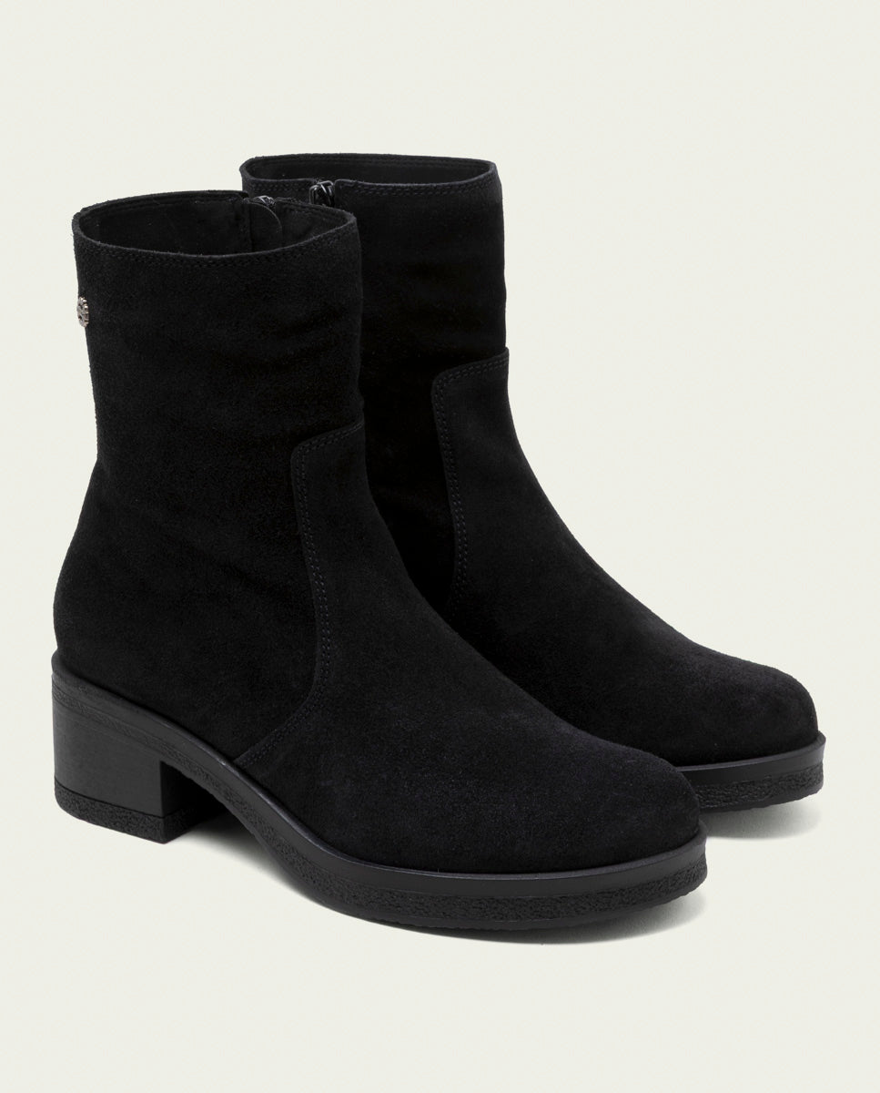 BLACK LIDIA LEATHER ANKLE BOOTS WITH ZIPPER