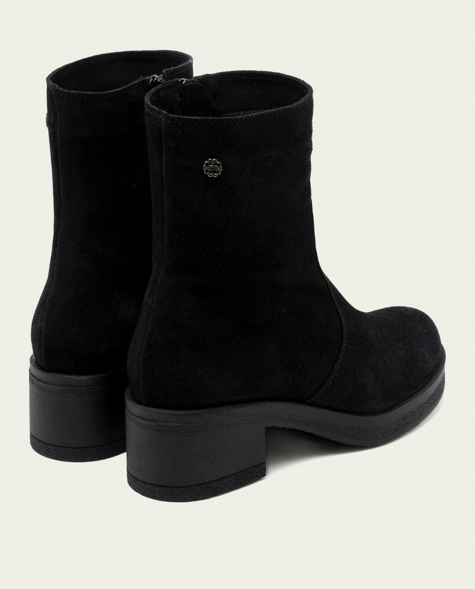 BLACK LIDIA LEATHER ANKLE BOOTS WITH ZIPPER