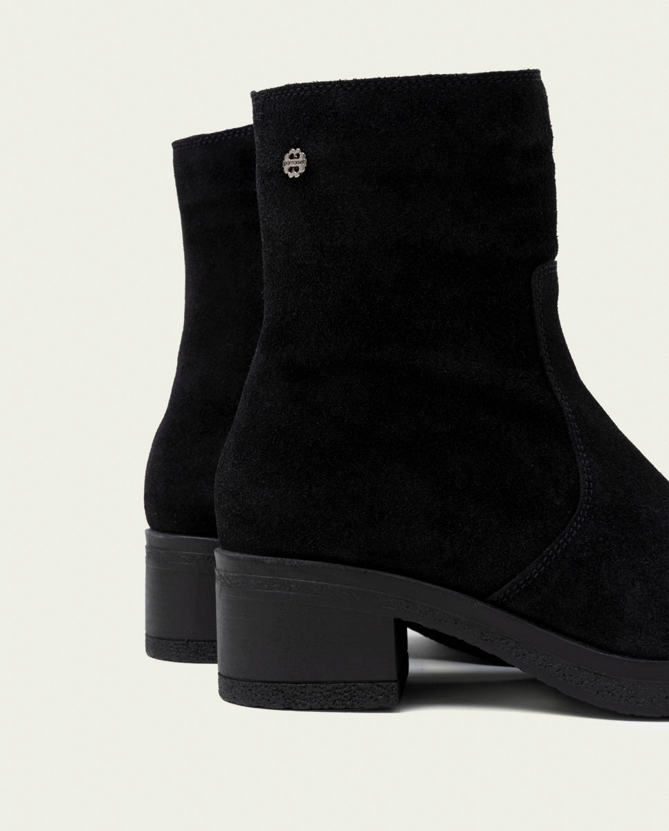 BLACK LIDIA LEATHER ANKLE BOOTS WITH ZIPPER