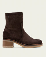 MOCHA LIDIA LEATHER ANKLE BOOTS WITH ZIPPER