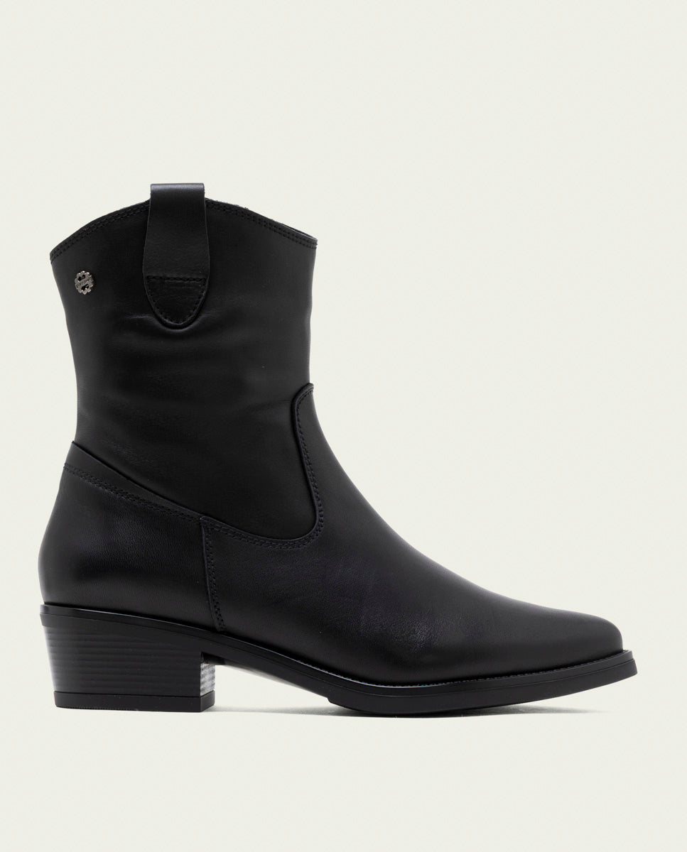 BLACK MARTA LEATHER ANKLE BOOTS WITH ZIPPER