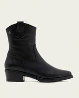 BLACK MARTA LEATHER ANKLE BOOTS WITH ZIPPER