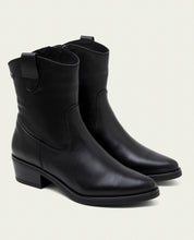 BLACK MARTA LEATHER ANKLE BOOTS WITH ZIPPER