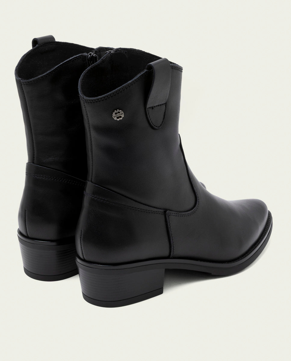 BLACK MARTA LEATHER ANKLE BOOTS WITH ZIPPER