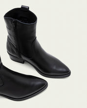 BLACK MARTA LEATHER ANKLE BOOTS WITH ZIPPER