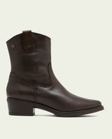 MARTA MOCHA LEATHER ANKLE BOOTS WITH ZIP