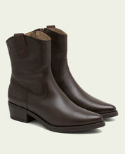 MARTA MOCHA LEATHER ANKLE BOOTS WITH ZIP
