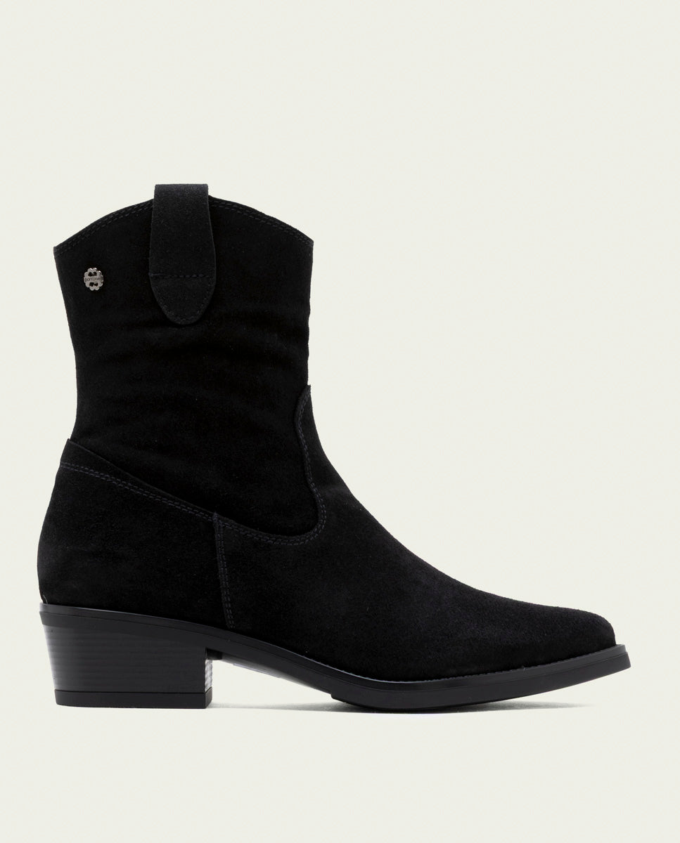 BLACK MALENA LEATHER ANKLE BOOTS WITH ZIPPER