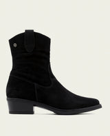 BLACK MALENA LEATHER ANKLE BOOTS WITH ZIPPER