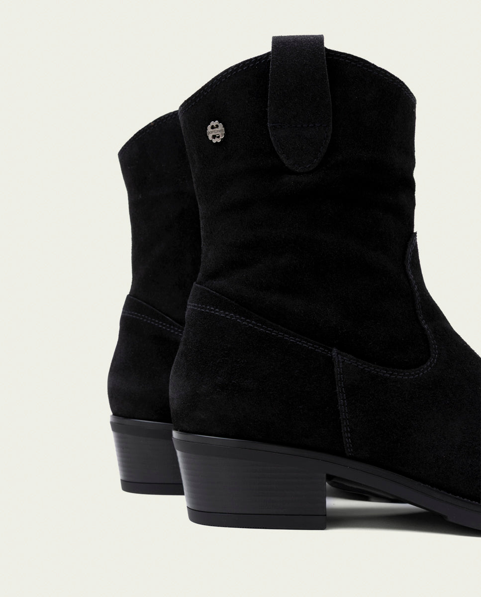 BLACK MALENA LEATHER ANKLE BOOTS WITH ZIPPER