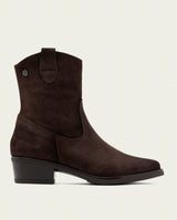 MOCHA MALENA LEATHER ANKLE BOOTS WITH ZIPPER