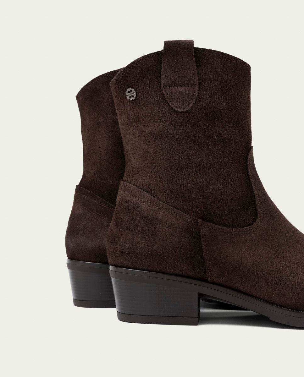 MOCHA MALENA LEATHER ANKLE BOOTS WITH ZIPPER