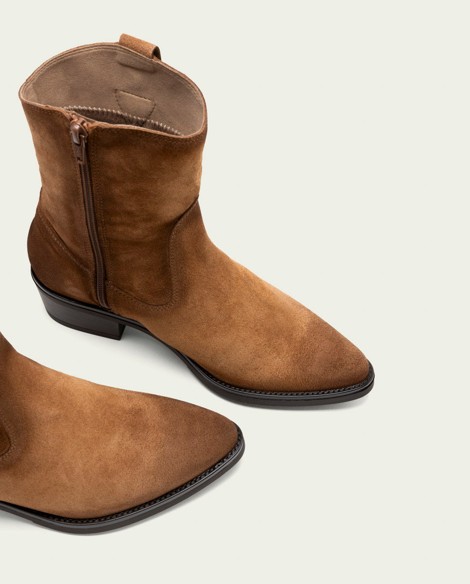 LEATHER MALENA LEATHER ANKLE BOOTS WITH ZIPPER