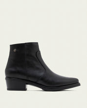 BLACK MIREIA LEATHER ANKLE BOOTS WITH ZIPPER