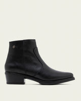 BLACK MIREIA LEATHER ANKLE BOOTS WITH ZIPPER