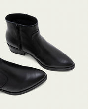 BLACK MIREIA LEATHER ANKLE BOOTS WITH ZIPPER