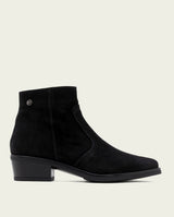 BLACK MARINA LEATHER ANKLE BOOTS WITH ZIPPER