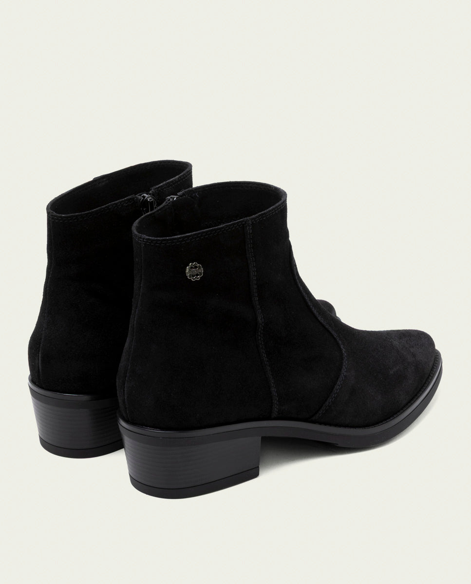BLACK MARINA LEATHER ANKLE BOOTS WITH ZIPPER