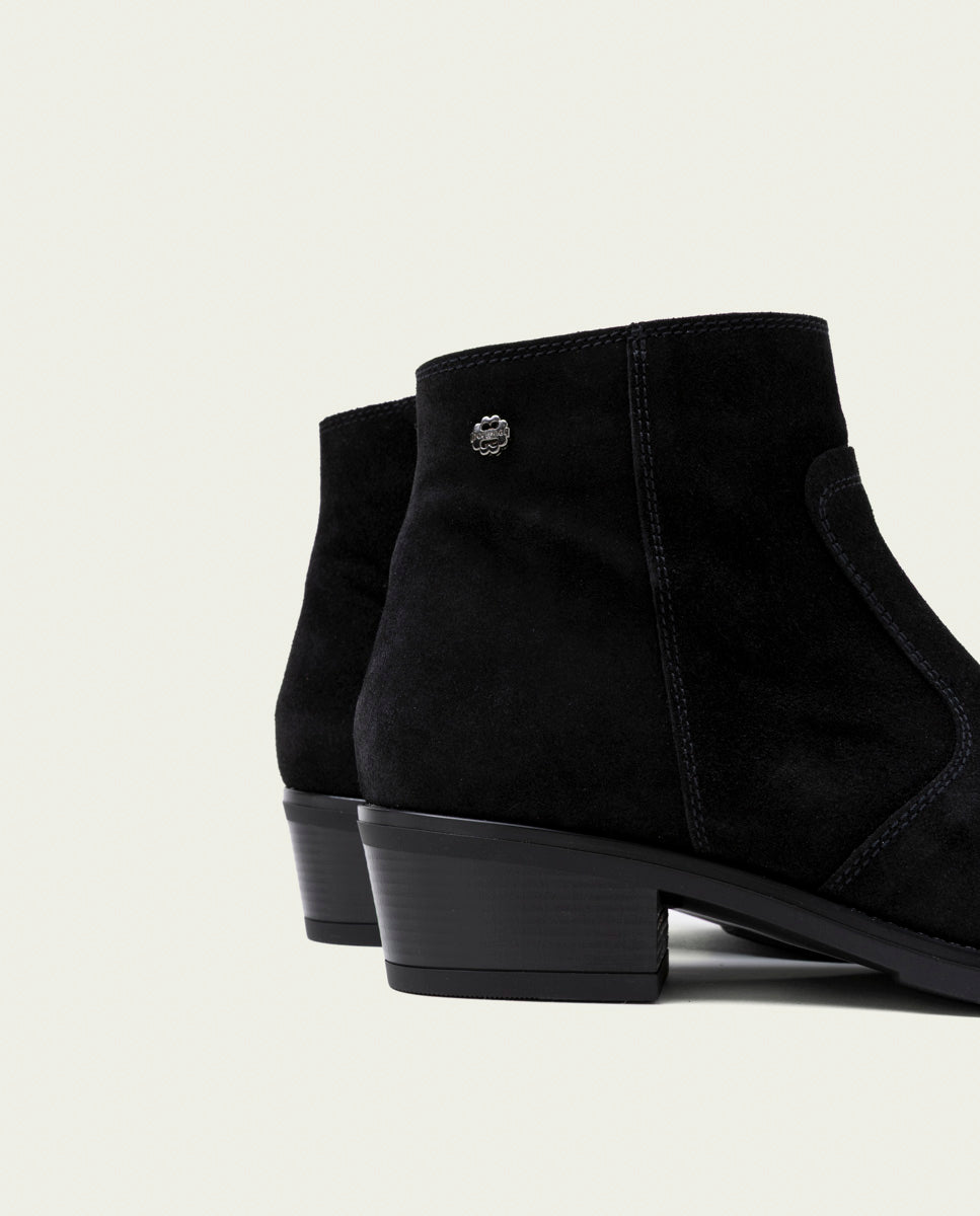 BLACK MARINA LEATHER ANKLE BOOTS WITH ZIPPER