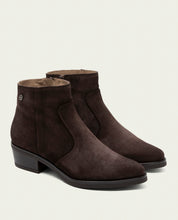 MOCHA MARINA LEATHER ANKLE BOOTS WITH ZIPPER